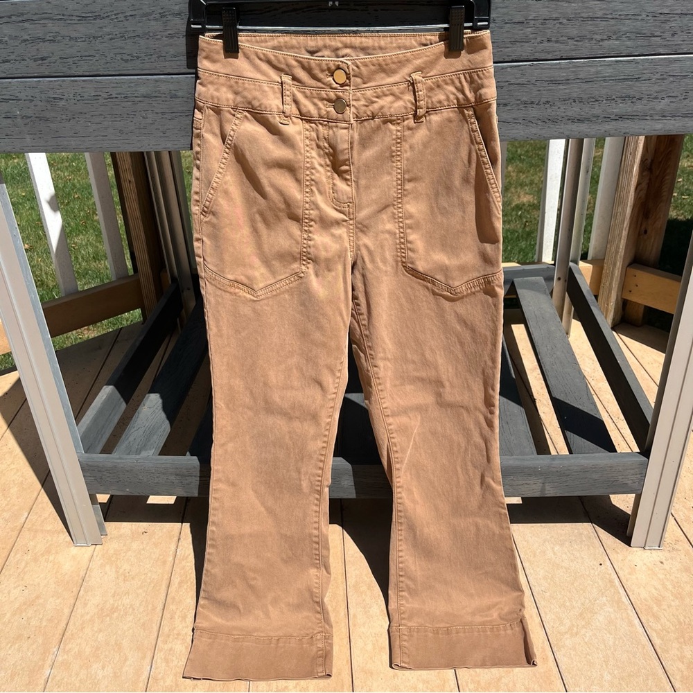 Joie Women’s High Waisted Bootcut Khaki Pants Size 2 Wide Leg Waistband Cotton
